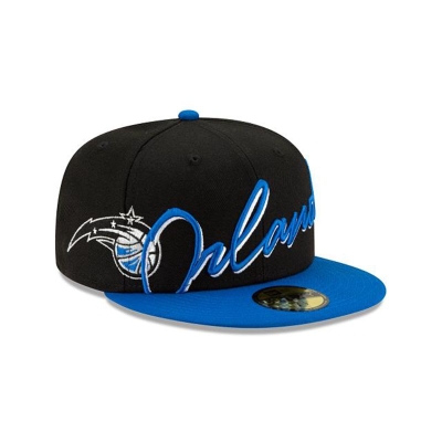 Black Orlando Magic Hat - New Era NBA Cursive 59FIFTY Fitted Caps USA0594836